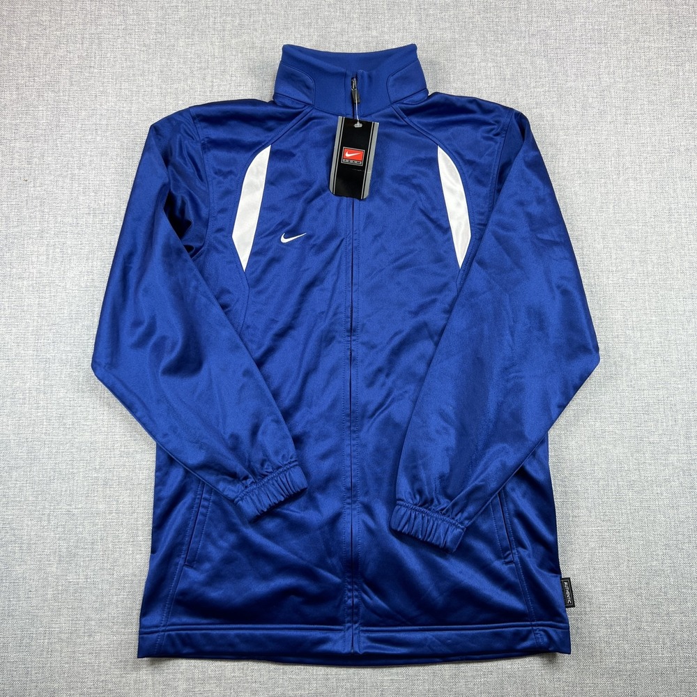 Vintage Nike Team Jacket Mens Small Blue White Full Zip Track Authentic
